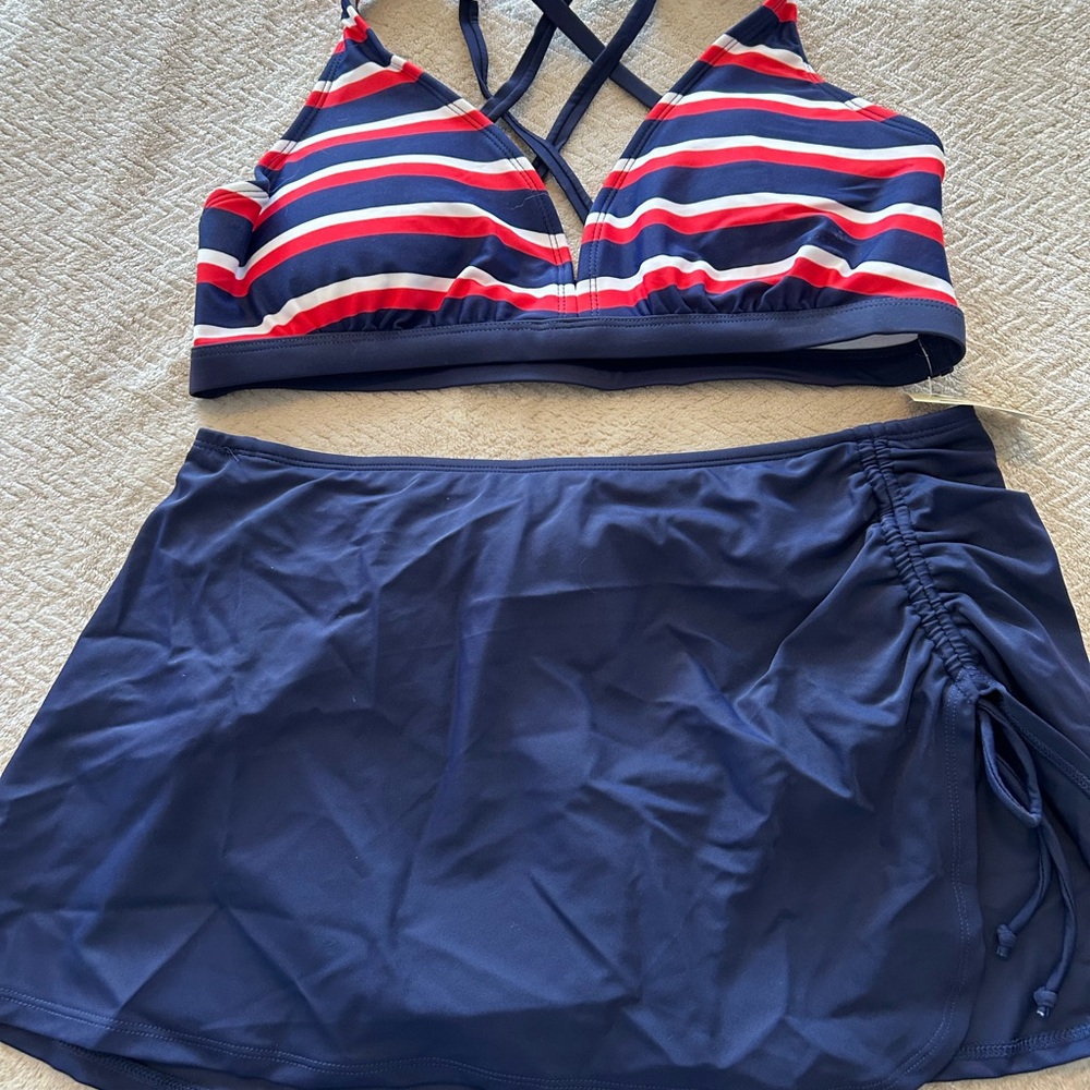 US United Sea Brand Navy, Red and White Bikini Set